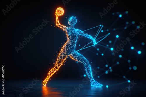 AI-Driven Handball Player Taking a Shot