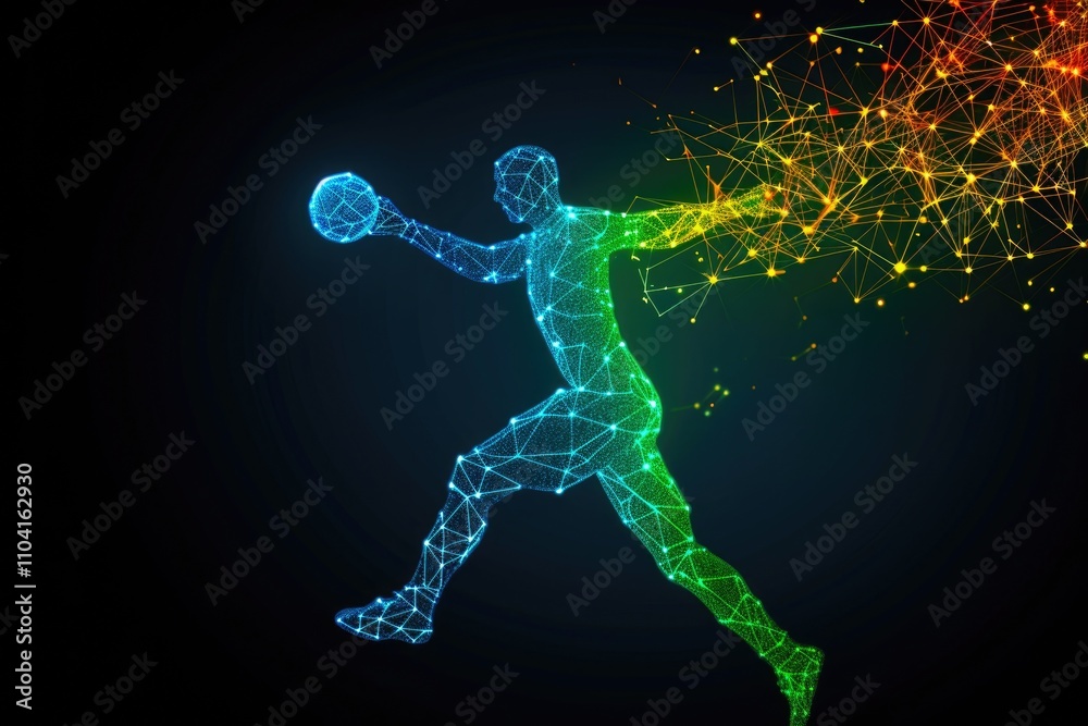 Digital Rendering of AI-Powered Handball Action Digital Rendering of AI-Powered Handball Action