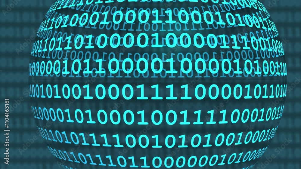 Binary and hex computer globe animation