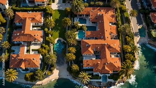 Aerial view of La Jolla, California, with upscale villas.
