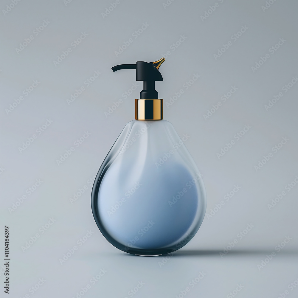 This luxury dish soap bottle showcases an elegant oval design crafted from frosted glass, featuring a sleek black pump with gold accents This luxury dish soap bottle showcases an elegant oval design crafted from frosted glass, featuring a sleek black pump with gold accents