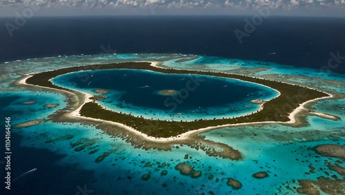 Aerial view of Los Roques, Venezuela.