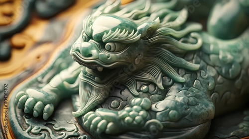 In different cultures, jade animals, symbolic carvings, and cultural motifs symbolize virtues and qualities. Symbolic. Illustration photo