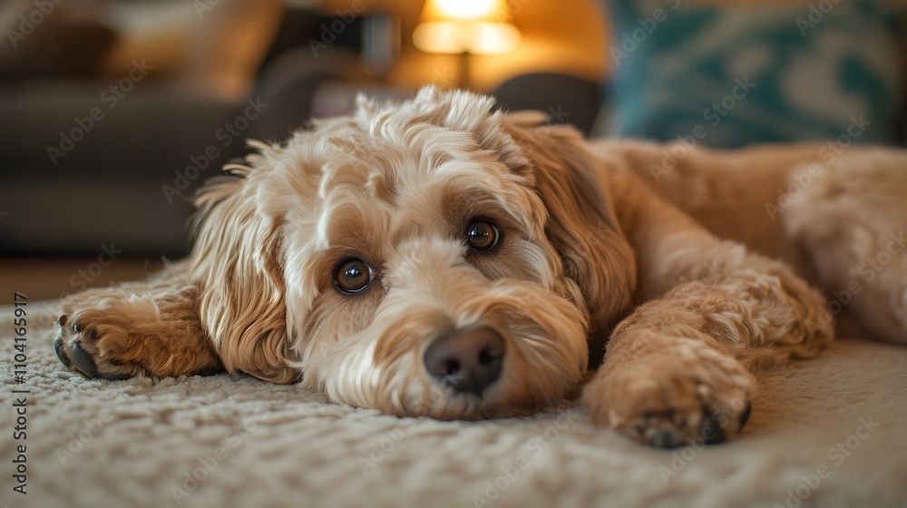Adorable Dog Resting Comfortably on a Soft Couch Adorable Dog Resting Comfortably on a Soft Couch