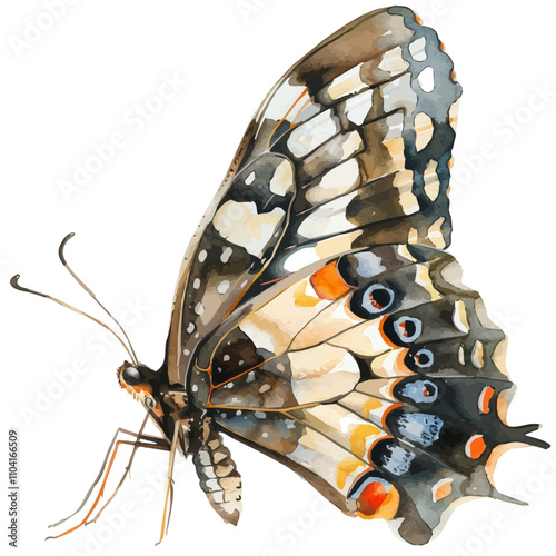 A watercolor of Butterfly, isolated on a white background. Butterfly vector.