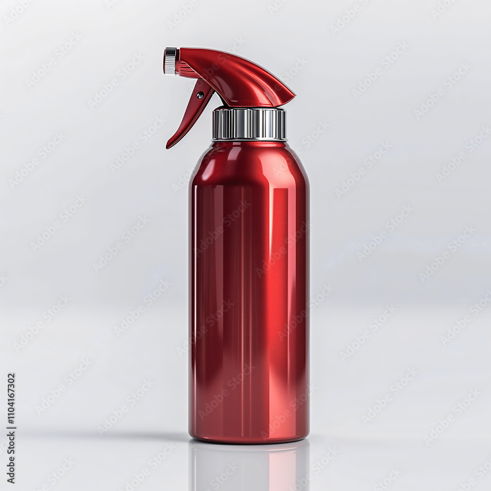 A striking glossy red aerosol spray can stands upright against a clean white backdrop