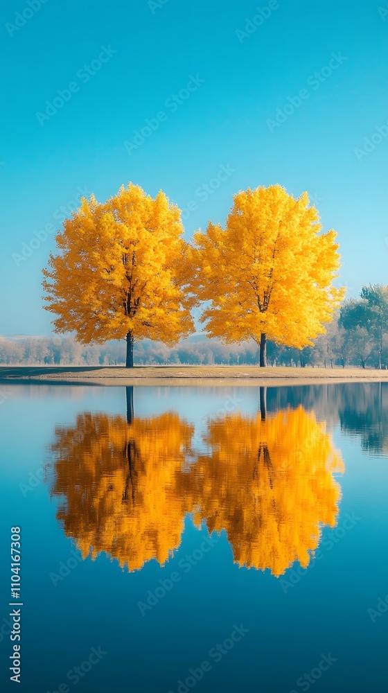 Colorful Trees with Reflection in Crystal Clear Lake, Landscape, Abstract Image, Texture, Pattern Background, Wallpaper, Cover and Screen for Smartphone, PC, Laptop, 9:16 and 16:9 Format Colorful Trees with Reflection in Crystal Clear Lake, Landscape, Abstract Image, Texture, Pattern Background, Wallpaper, Cover and Screen for Smartphone, PC, Laptop, 9:16 and 16:9 Format