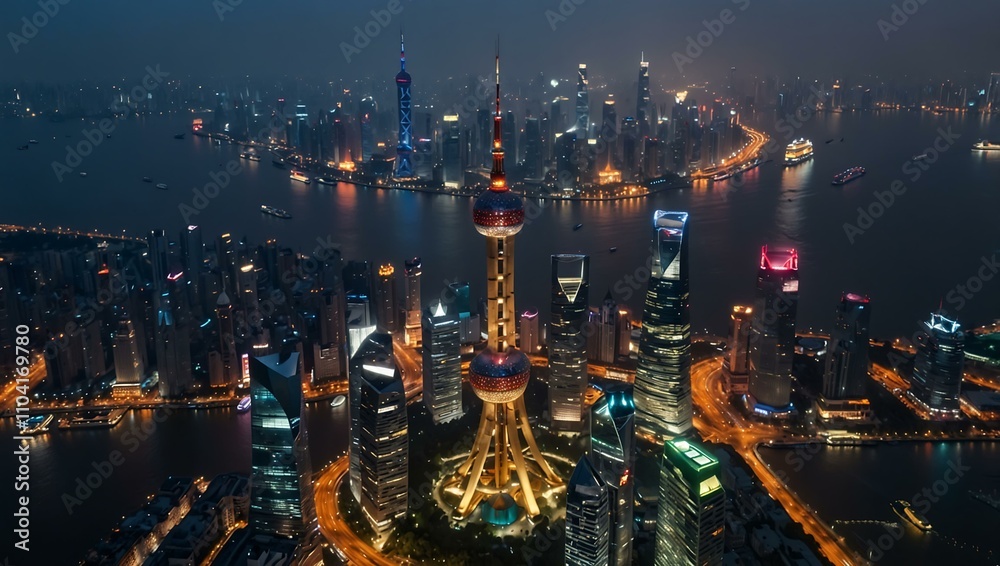 Fototapeta premium Aerial view of Shanghai.