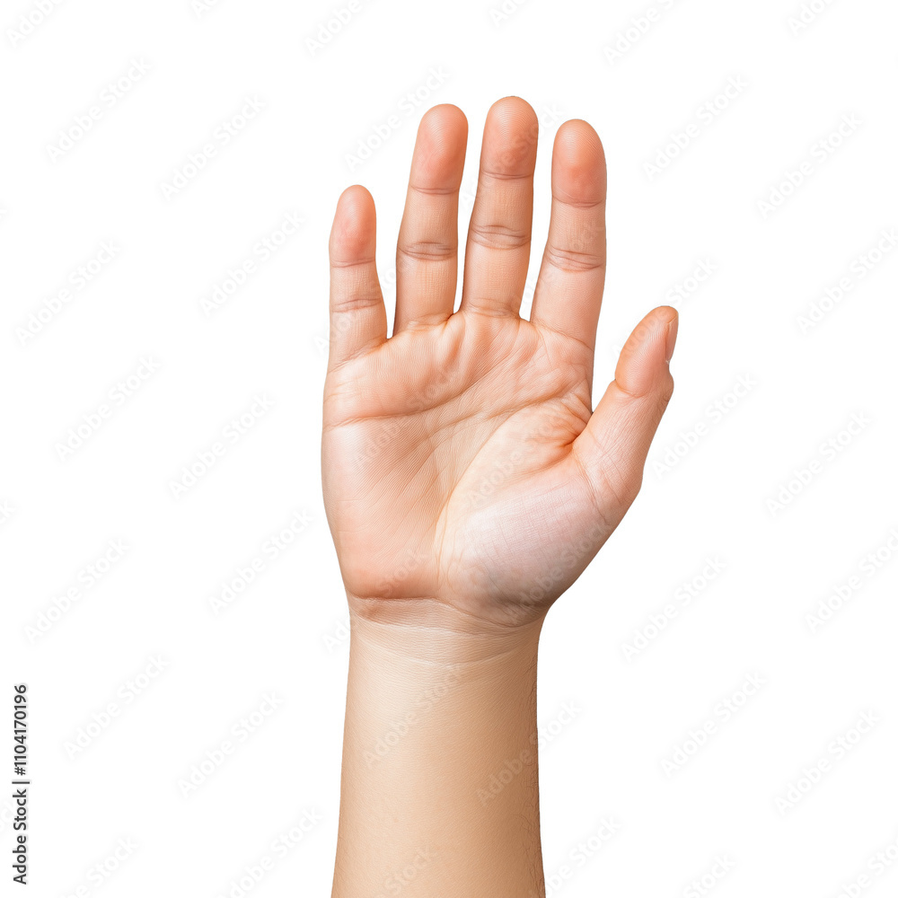 Open human hand gesture with fingers spread on transparent background Open human hand gesture with fingers spread on transparent background