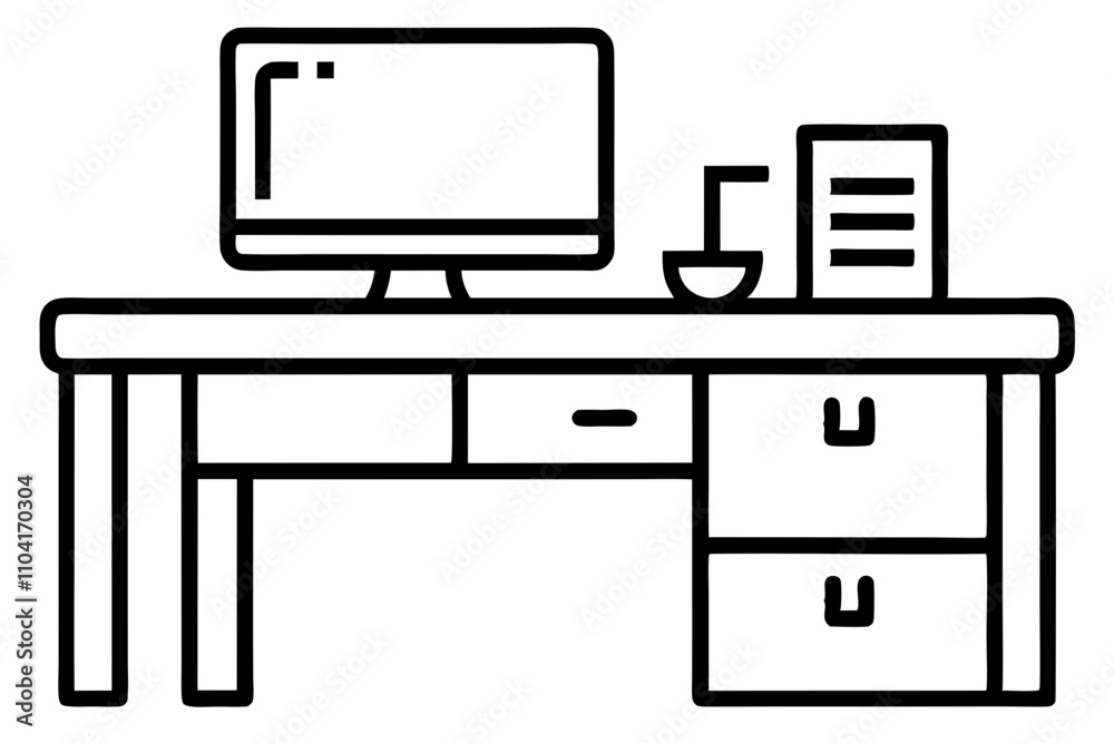 illustration of a computer desk illustration of a computer desk