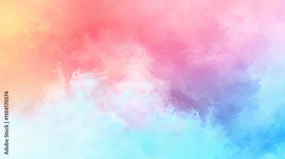 Fototapeta premium The colors used are soft and pastel-like, including shades of: Aqua blue Coral red Peach Light yellow Beige