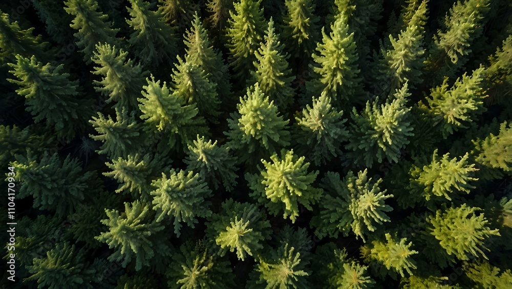 Aerial view of summer green trees in Finnish forest. Aerial view of summer green trees in Finnish forest.