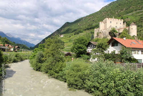 Etschtal Valley, Etschtalradweg (Etschtal Cycling Route) close to the town of Kastelbell - Cycling the transalpine route Via Claudia Augusta photo