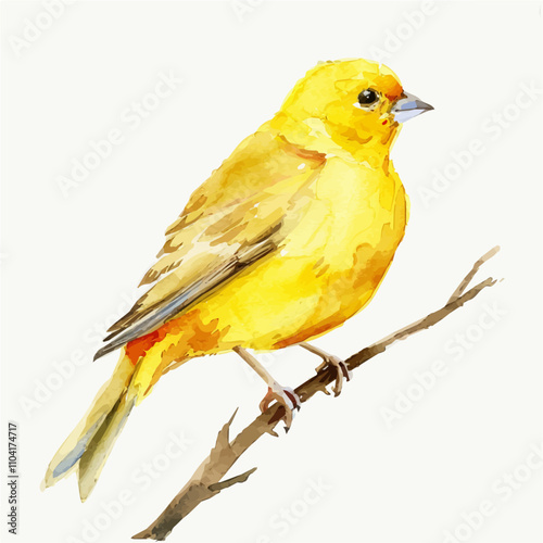 A watercolor illustration of Canary, isolated on a white background. Canary vector.