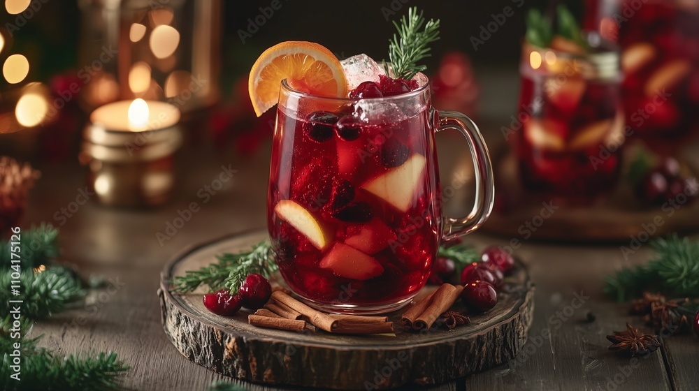Christmas sangria or mulled wine flavored with citrus, apple Christmas sangria or mulled wine flavored with citrus, apple