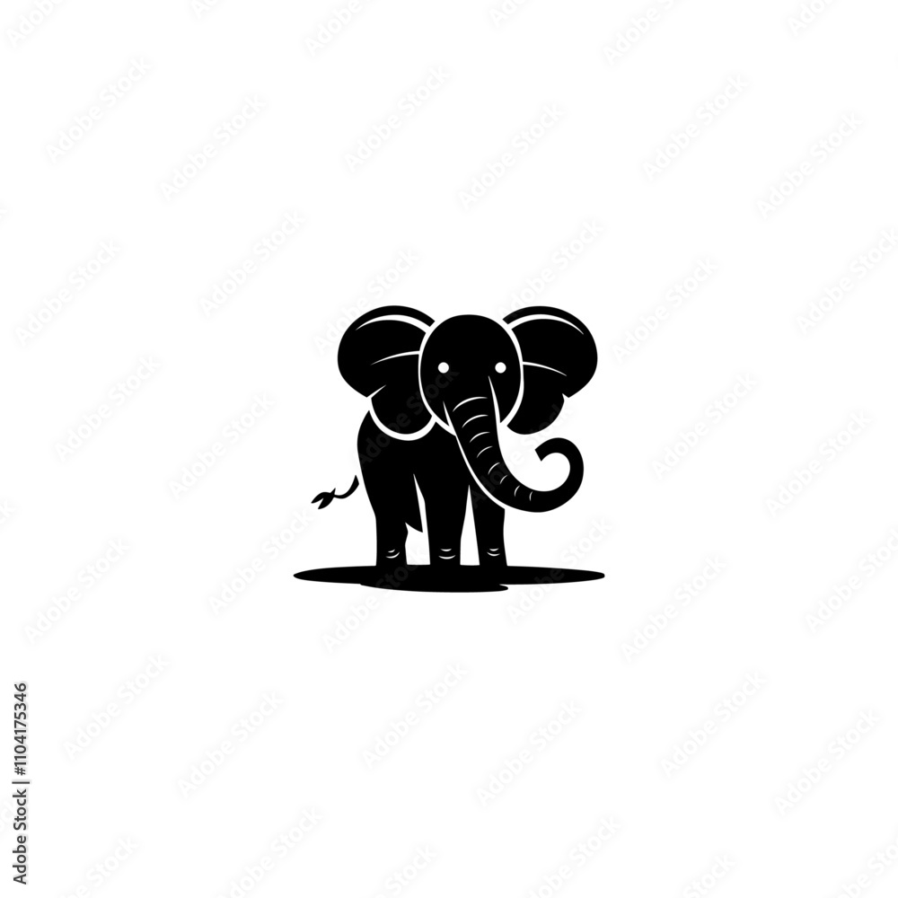 Obraz premium Illustration of Silhouette Elephant cartoon vector, Happy cute elephant cartoon Silhouette, a Silhouette drawing of an elephant, Cute elephant sticker vector Silhouette, cute baby elephant stickers