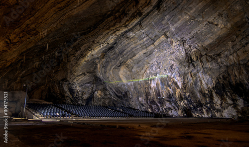 Exploring the impressive caves of Parque Nacional Grutas de Cacahuamilpa at night photo