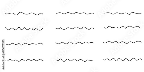 Abstract wave background. waves line set. waves collection vector. Black wave line and wavy zigzag seamless pattern lines isolated on white background. Vector illustration with editable stroke.