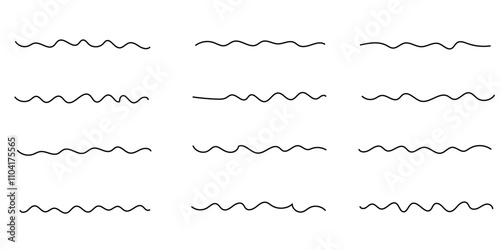 Abstract wave background. waves line set. waves collection vector. Black wave line and wavy zigzag seamless pattern lines isolated on white background. Vector illustration with editable stroke.