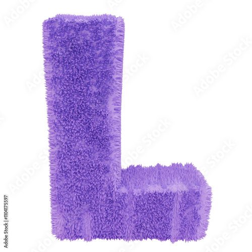 3D Fluffy Purple Letter L Graphic