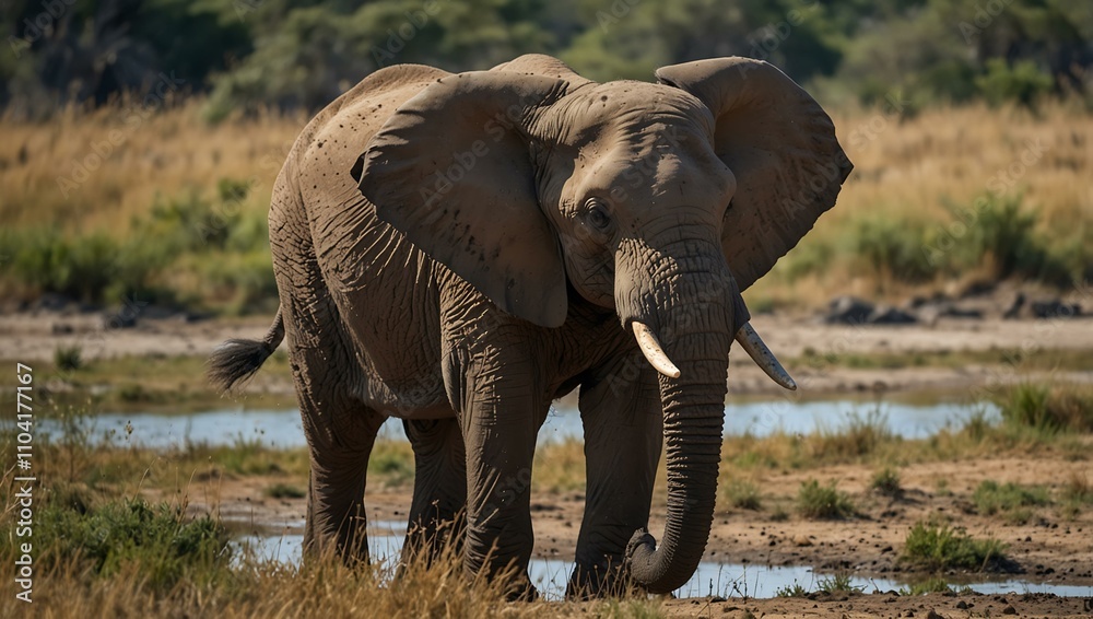 Obraz premium African elephant in its natural environment.