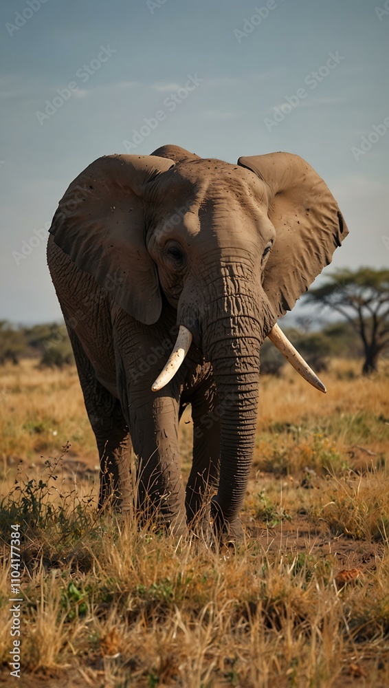 Fototapeta premium African elephant in the savannah.