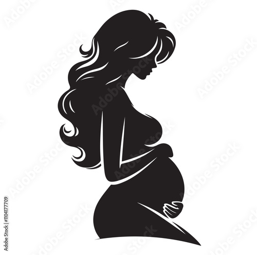 pregnant lady silhouette vector illustration