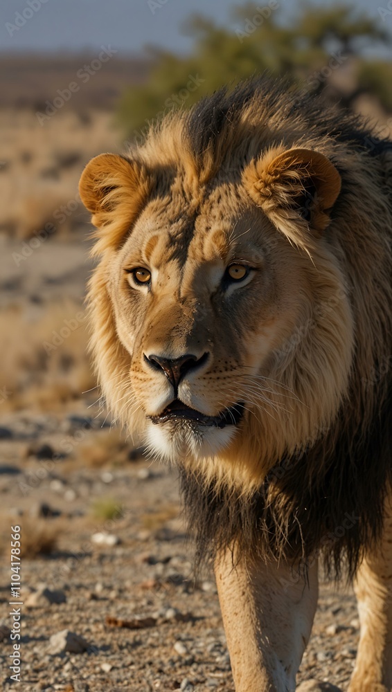 African lions hunting zebras and ostriches in Etosha National Park African lions hunting zebras and ostriches in Etosha National Park