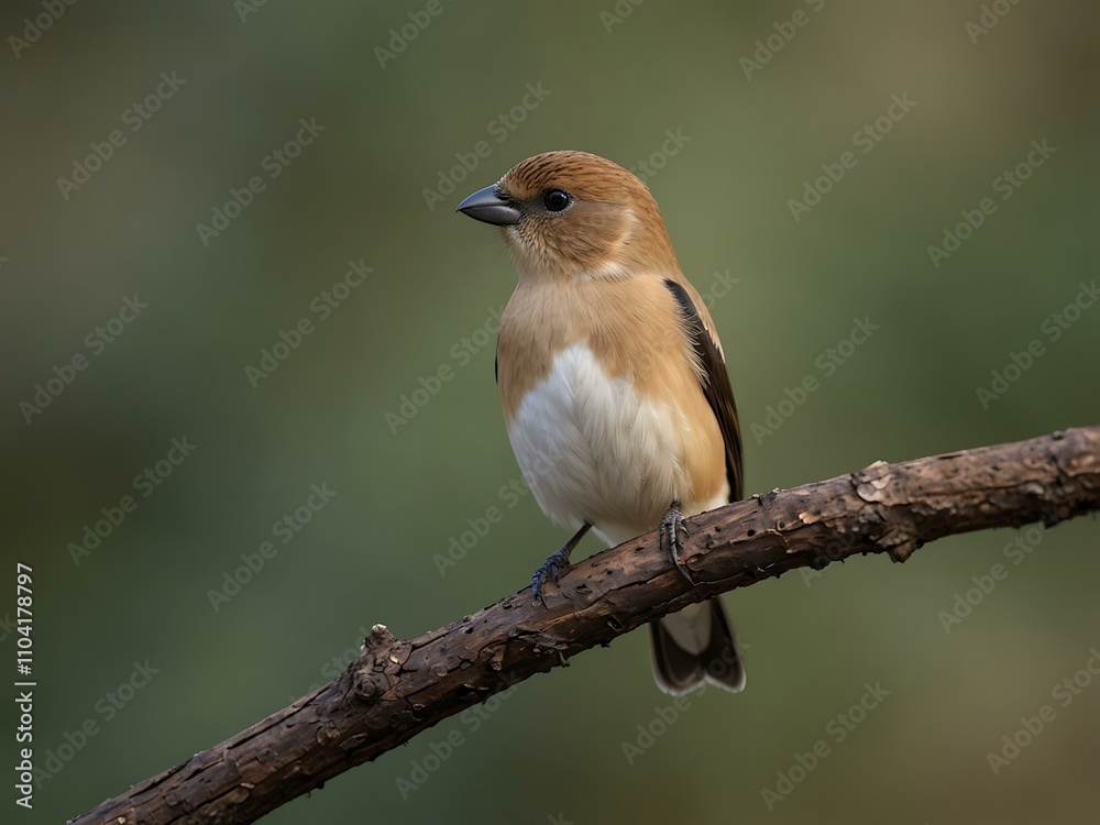 African Silverbill bird perched on a branch. African Silverbill bird perched on a branch.