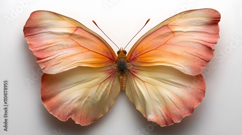 Pink Butterfly on White Background, Abstract Image, Texture, Pattern Background, Wallpaper, Cover and Screen of Smartphone, PC, Laptop, 9:16 and 16:9 Format