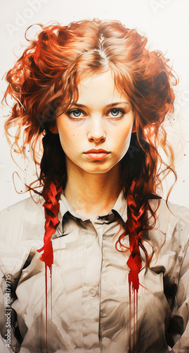 pencil drawing portrait of pretty girl