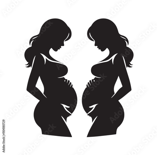 pregnant lady silhouette vector illustration