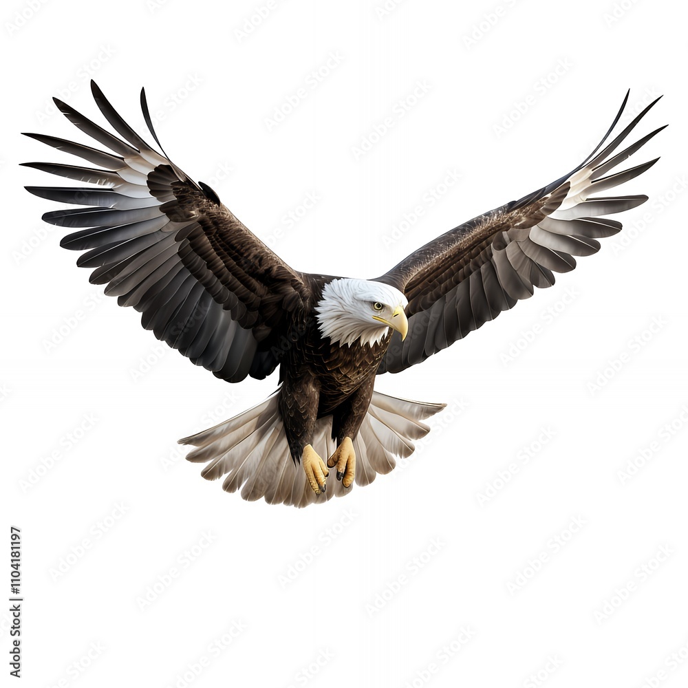 Fototapeta premium A majestic eagle soaring with outstretched wings, showcasing its powerful presence.