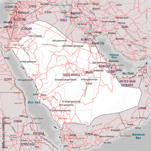 Saudi Arabia simple map outline coloring page