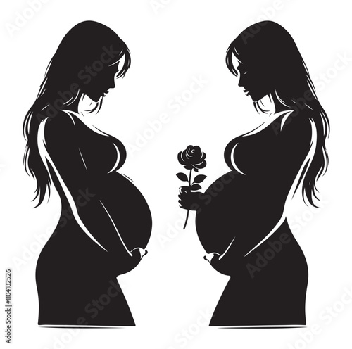 pregnant lady silhouette vector illustration