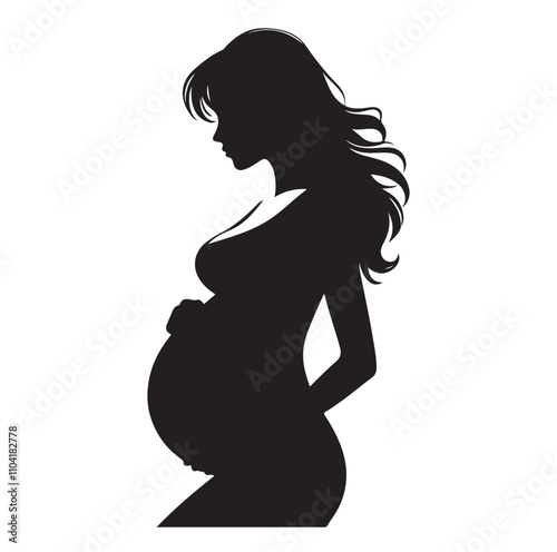 pregnant lady silhouette vector illustration
