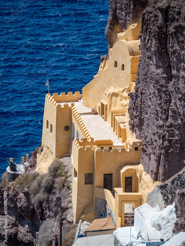 Santorini caldera seen from the Karavolades Stairs to the old port, Santorini, Greece photo