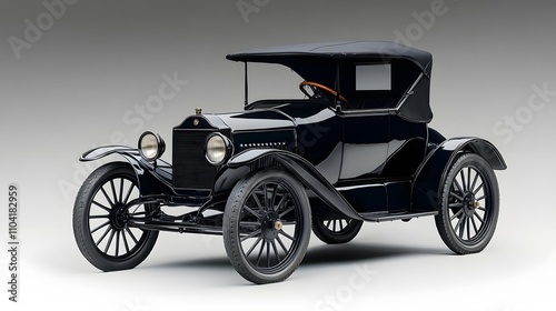Vintage Old Car from the 1890s, on White Background, Wallpaper, Cover and Screen for Smartphone, PC, Laptop, 9:16 and 16:9 Format
