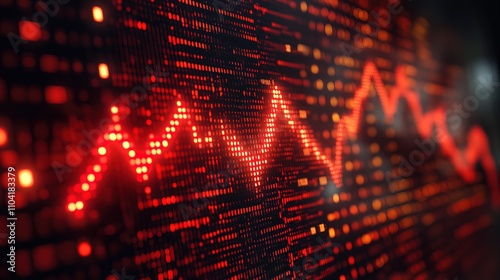 Wallpaper Mural Red upward arrow icon on a digital chart background Torontodigital.ca