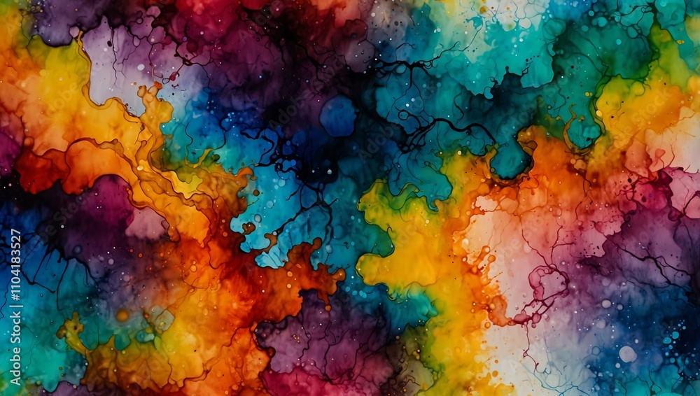 Fototapeta premium Alcohol ink liquid painting with fluid stains.