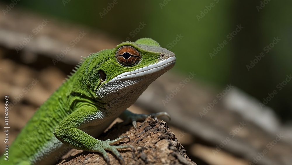 Alert anole lizard. Alert anole lizard.
