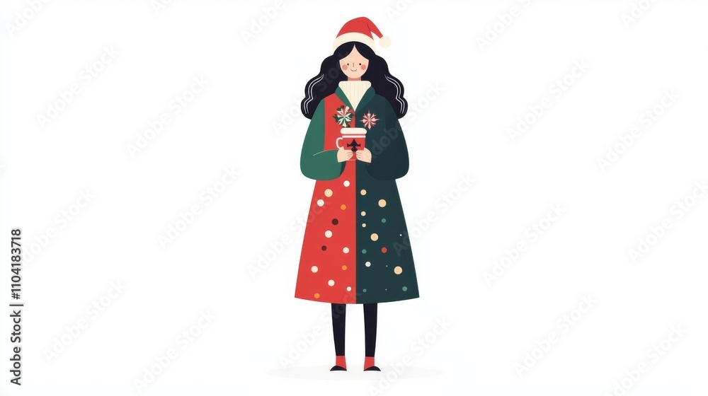 Festive woman celebrating Christmas cheerfully. Festive woman celebrating Christmas cheerfully.