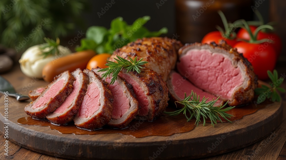 Elegant platter of wild game meats including venison, elk, and wild boar Elegant platter of wild game meats including venison, elk, and wild boar