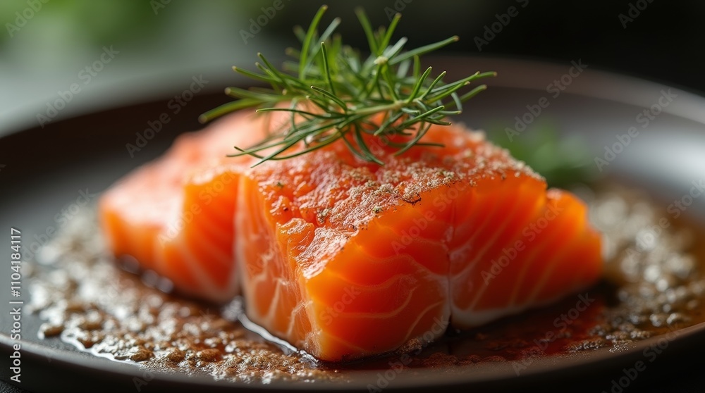 Grilled wild-caught salmon fillet served with lemon and fresh herbs Grilled wild-caught salmon fillet served with lemon and fresh herbs