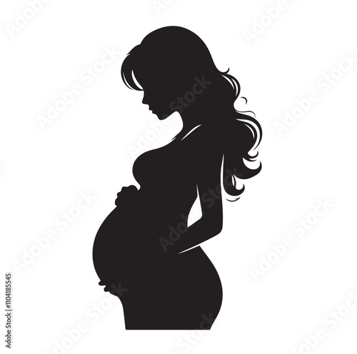 pregnant lady silhouette vector illustration