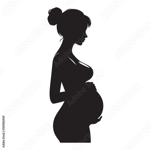 pregnant lady silhouette vector illustration