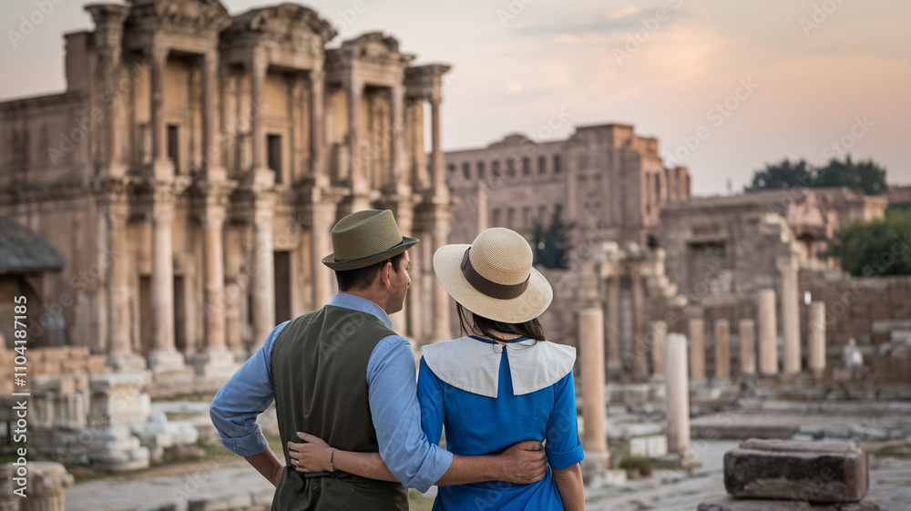 Ancient Ruins, Couple Embraces, History, Travel, Turkey, Ephesian, Love, Architecture Ancient Ruins, Couple Embraces, History, Travel, Turkey, Ephesian, Love, Architecture