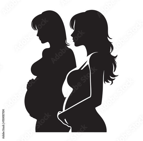 pregnant lady silhouette vector illustration