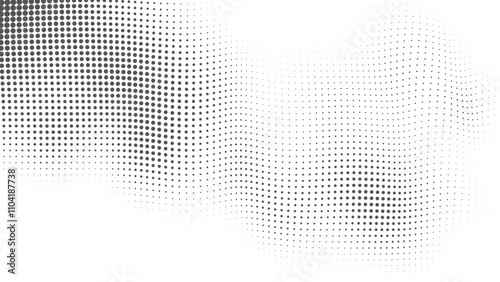 Black and White Halftone Wave Pattern, Wave halftones geometric dots, Illustration halftone effect round shape. Dynamic Vector Halftone Design for Stylish Product Graphics photo