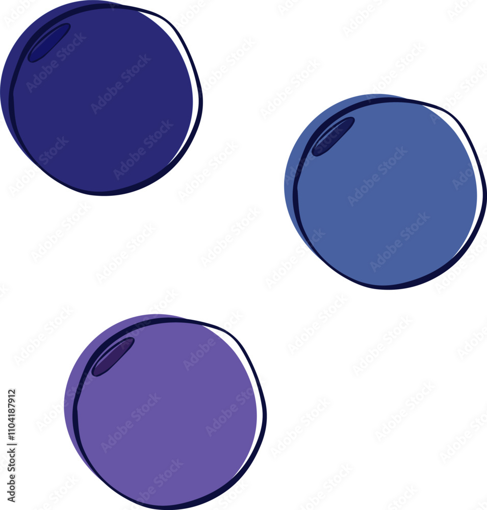 Graphic line raw isolated ripe blueberry berry. vector plump bilberry, isolated on transparent background in three colors set Graphic line raw isolated ripe blueberry berry. vector plump bilberry, isolated on transparent background in three colors set